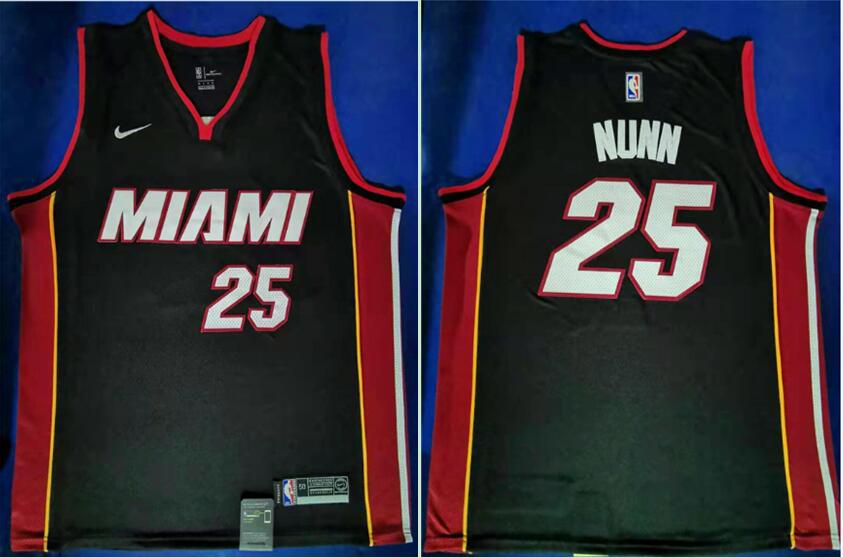 Men Miami Heat #25 Nunn Black Nike Game NBA Jerseys